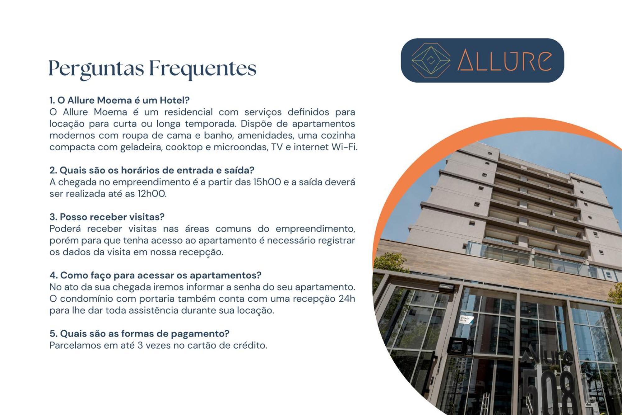 סאו פאולו Apartamentos Studio Allure Moema - Com Cafe Da Manha Opcional, Recepcao E Valet 24 Horas מראה חיצוני תמונה